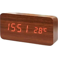 Ξύλινο Ψηφιακό Ρολόι LED με Θερμόμετρο VST-862 - LED Wooden Clock with Temperature Display-181934-181934