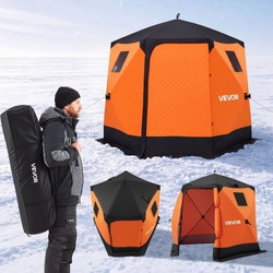 Σκηνή για Ψάρεμα στον Πάγο VEVOR Pop Up 4-6 Ατόμων 2,43x2,43x2,15 m Μονωμένο Καταφύγιο, για Χειμερινό Ψάρεμα, 3,74 m Επιφάνεια, Ύφασμα 600D 4 Στρώσεων, Φορητό Καταφύγιο Κύβου με Άγκυρες, Σχοινιά & Τσά