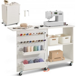 VEVOR Folding Sewing Table With Lift Platform & Drawer / White