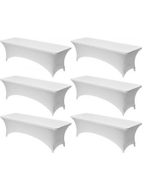 VEVOR 6 Pack Table Cloth for 8FT Rectangular Fitted Events 244cm / Black-6 Pcs