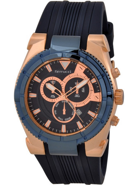 Ferrucci Silicon Band Watch With Date Ανδρικό Ρολόι Χρονογράφος με Μαύρο Καουτσούκ Λουράκι FC7033K/06