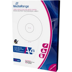 MEDIARANGE LABELS FOR CD/DVD/BD 41-118MM MATTE (100 PACK) - (MRINK131)