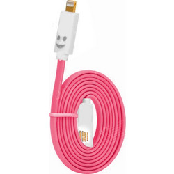 Καλώδιο Μεταφοράς Δεδομένων iPhone 5/5S/5C Light Smiley Face Light Pink iOS 7 Συμβατό (1m)