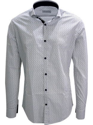 Stefan Ανδρικό Πουκάμισο Βαμβακερό Μακρυμάνικο Slim Fit με Mao Γιακά Λευκό 9008