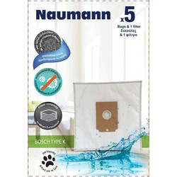 Naumann Type K Σακούλες Σκούπας 5τμχ Συμβατές με Σκούπα Bosch