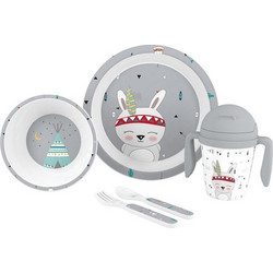 Interbaby Βρεφικό Σετ Φαγητού Indio Grey 5τμχ