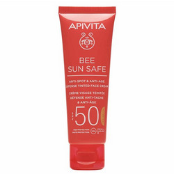 Apivita Bee Sun Safe Αντηλιακή Κρέμα Προσώπου Αντιγηραντική Κατά των Πανάδων με Χρώμα SPF50 50ml