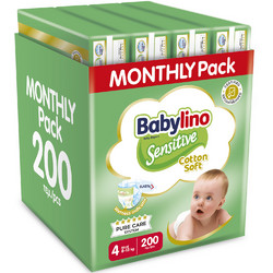 Babylino Sensitive Cotton Soft Monthly Pack Πάνες No4 8-13kg 200τμχ