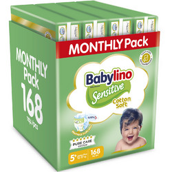 Babylino Sensitive Cotton Soft Monthly Pack Πάνες No5+ 12-17kg 168τμχ