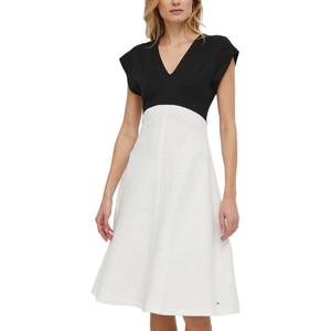 Tommy Hilfiger Midi Φόρεμα για Γάμο / Βάπτιση Μαύρο Λευκό WW0WW40731-YBL