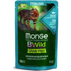 Monge Bwild Sterilised Grain Free with Tuna, Shrimps & Vegetables in Gravy 85gr