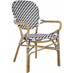Varossi Parisian Πολυθρόνα Κήπου Rattan Μαύρη Λευκή 900-275