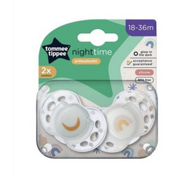 Tommee Tippee Night Time Ορθοδοντικές Πιπίλες Σιλικόνης Νυκτός 18-36m Rainbow 2τμχ