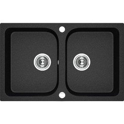 Laveo Celia SBC 720T Ένθετος Νεροχύτης Γρανίτη Αντιστρεφόμενος Μαύρος 48x76cm