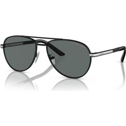Prada PRA54S 1BO5Z1 Ανδρικά Γυαλιά Ηλίου Aviator Μεταλλικά Μαύρα με Μαύρο Polarized Φακό