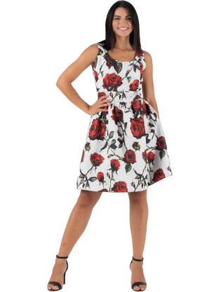 Manolo Mini Καλοκαιρινό Φόρεμα για Γάμο / Βάπτιση Floral Λευκό DK30100-1