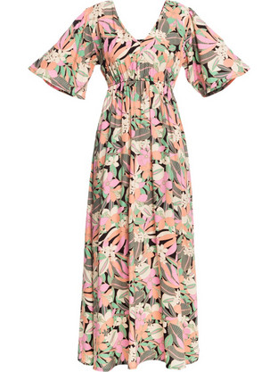 Roxy Peaceful Swell Again Maxi Καλοκαιρινό Καθημερινό Φόρεμα Floral Πολύχρωμο ERJWD03789-KVJ6
