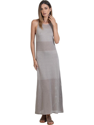 AGGEL Maxi Καλοκαιρινό Βραδινό Φόρεμα Μπεζ SS43003Κ-1027
