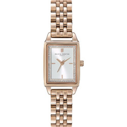 Olivia Burton Rectangle Γυναικείο Ρολόι με Ροζ Χρυσό Μεταλλικό Μπρασελέ 24000014