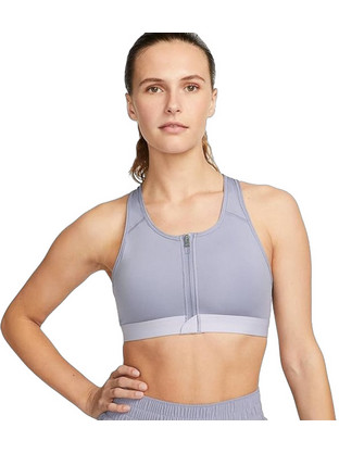 Nike Dri-FIT Swoosh Αθλητικό Μπουστάκι με Μέτρια Στήριξη & Αφαιρούμενη Ενίσχυση Λιλά DD1205-519