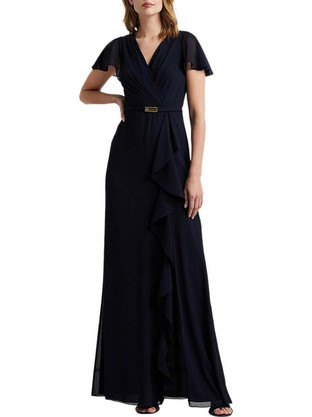 Lauren Ralph Lauren Maxi Καλοκαιρινό Φόρεμα για Γάμο / Βάπτιση Αμπιγιέ Μαύρο 253909447002