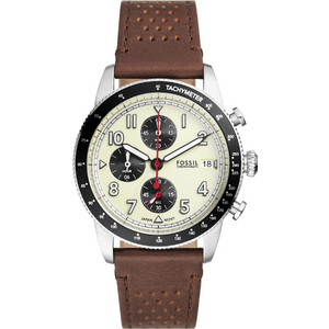 Fossil Sport Ανδρικό Ρολόι Χρονογράφος με Καφέ Δερμάτινο Λουράκι FS6042