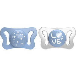 Chicco Physio Micro Ανατομικές Ορθοδοντικές Πιπίλες Σιλικόνης Νυκτός 0-2m Σιέλ 2τμχ