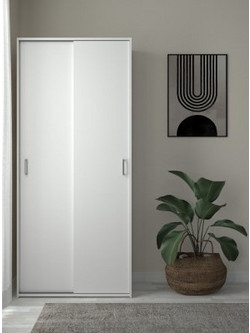 InsideHome Δίφυλλη Ντουλάπα Ρούχων Συρόμενη Λευκή 77.6x48.25x175.4cm 0181.TV88