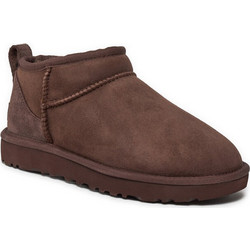 UGG Classic Ultra Mini Γυναικεία Μποτάκια Suede Σοκολατί με Γούνα 1116109