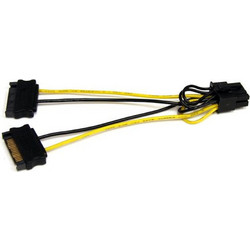StarTech SATPCIEX8ADP Καλώδιο Τροφοδοσίας 2 x 15-Pin SATA to 8-Pin PCIe Male 0.15m Multicolor