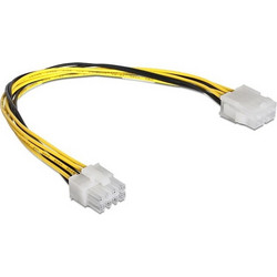 DeLOCK 83342 Καλώδιο Τροφοδοσίας 8-Pin EPS Male to 8-Pin EPS Female 0.3m Yellow Black