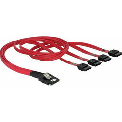 DeLOCK 83057 Καλώδιο Σκληρού Δίσκου Mini SAS to 7-Pin SATA III 0.5m Red