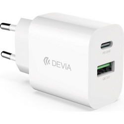 Devia Φορτιστής χωρίς Καλώδιο με Θύρα USB-A & Θύρα USB-C 20W Quick Charge 3.0 & Power Delivery DVCH-385247 White