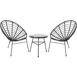 HomeMarkt Allegra Σετ Σαλόνι Κήπου Μεταλλικό 3τμχ Μαύρο HM21047.12