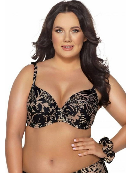 Ava Bikini Top με Ενίσχυση Μαύρο Μπεζ SK-185