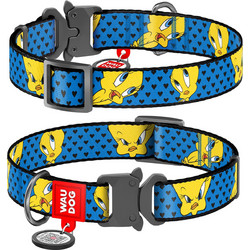Waudog Looney Tunes Tweety Metal Κολάρο Σκύλου Μπλε 2x24-40cm