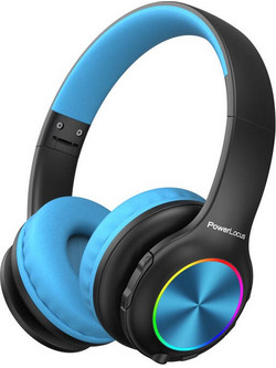 PowerLocus PLED Ασύρματα Bluetooth Παιδικά Ακουστικά On Ear Μαύρα Γαλάζια