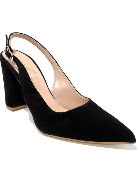 Smart Cronos Γόβες Suede Slingback με Χοντρό Ψηλό Τακούνι Μαύρες 6769