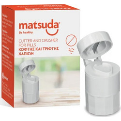 Matsuda Be Healthy Θήκη Χαπιών με Κόφτη & Τρίφτη Λευκή