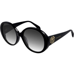 Alexander McQueen AM0285S-002 Γυναικεία Γυαλιά Ηλίου Στρογγυλά Κοκάλινα Μαύρα με Μαύρο Degradee Φακό
