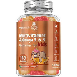 WeightWorld Multivitamins & Omega 3-6-9 for Kids Raspberry Orange 120 Ζελεδάκια