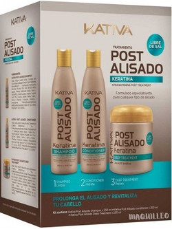 Kativa Straightening Triple Post Treatment Σετ Θεραπείας Μαλλιών για Επανόρθωση
