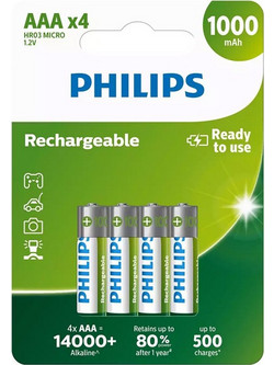 Philips Rechargeable AΑΑ 1000mAh 4τμχ