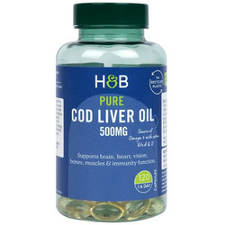 Holland & Barrett Pure Cod Liver Oil Μουρουνέλαιο 500mg 120 Κάψουλες