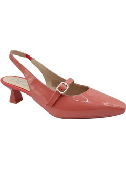 Desiree Γόβες Slingback Δερμάτινες με Λεπτό Χαμηλό Τακούνι Κοραλί ELBA16