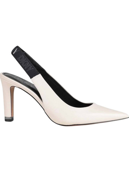 DKNY Γόβες Slingback Δερμάτινες με Λεπτό Ψηλό Τακούνι Εκρού K2370497-PBL