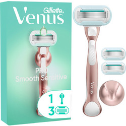 Gillette Venus Pro Smooth Sensitive Γυναικείο Ξυραφάκι με Ανταλλακτικές Κεφαλές με 5 Λεπίδες & Λιπαντική Ταινία 3τμχ