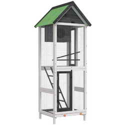 vidaXL Ξύλινο Κλουβί Πτηνών Λευκό Γκρι 60x58.5x160cm 172256