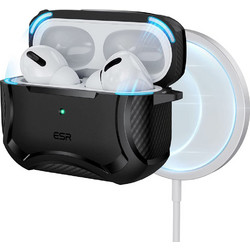 ESR Cyber Armor Halolock MagSafe Θήκη Σιλικόνης με Γάντζο για Apple AirPods Pro 1 / 2 Μαύρη