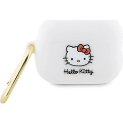 Hello Kitty 3D Kitty Head Θήκη Σιλικόνης με Γάντζο για Apple AirPods Pro 2 Λευκή